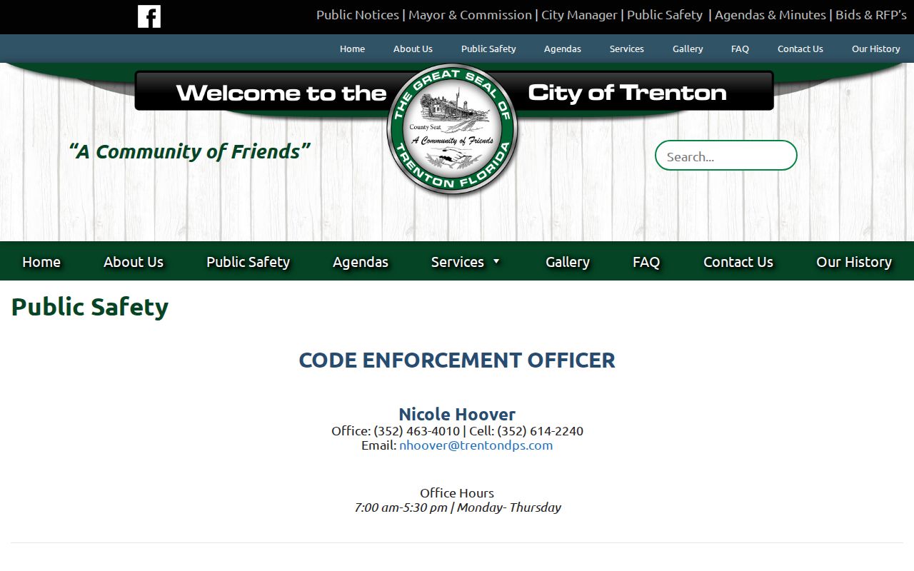 Trenton Public Safety page after the city arrest enforcement change