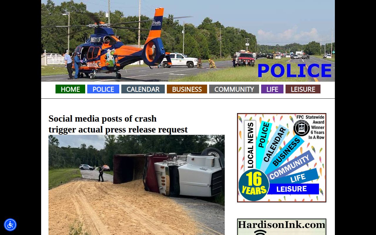 HardisonInk regional police news page covering law enforcement releases